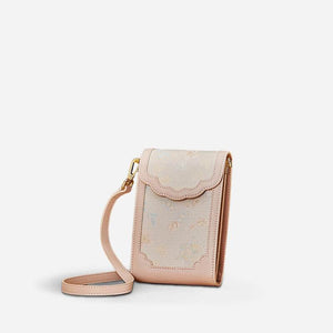 Brocade Jacquard Leather Bag Intricate Phone Chinese Wallet - SinoCultural -- JD240043-1