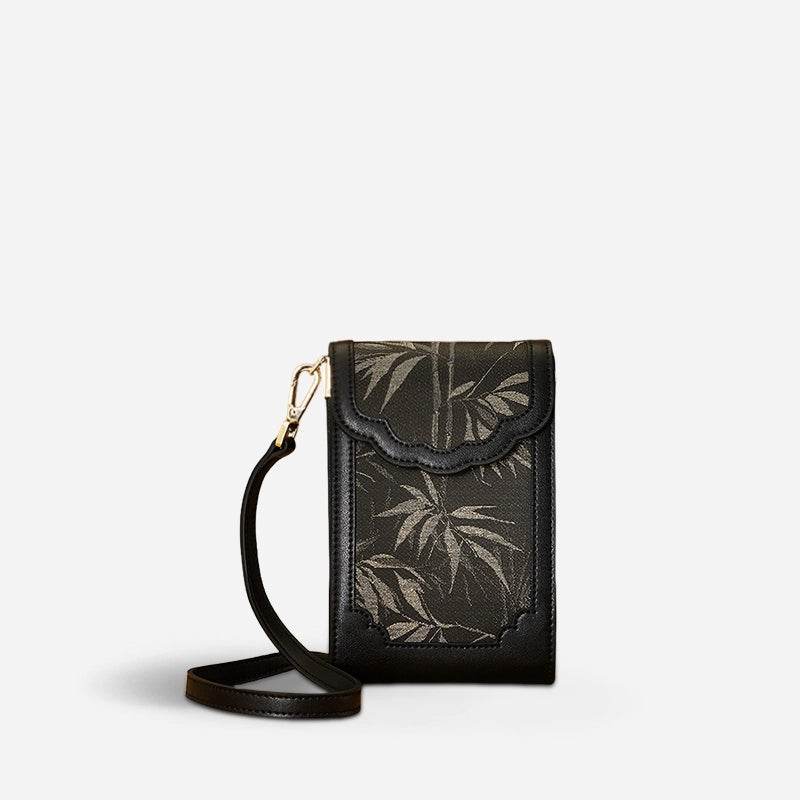 Brocade Jacquard Leather Bag Intricate Phone Chinese Wallet - SinoCultural -- JD240043-1