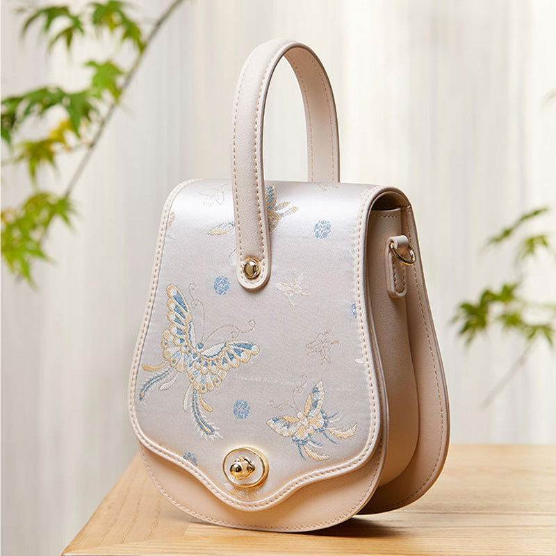 Brocade Jacquard Butterfly Designer Saddle Bag - SinoCultural -- P1206260401