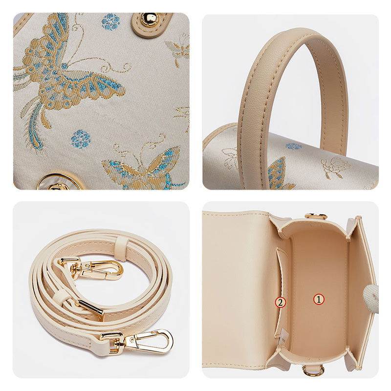 Brocade Jacquard Butterfly Designer Saddle Bag - SinoCultural -- P1206260401