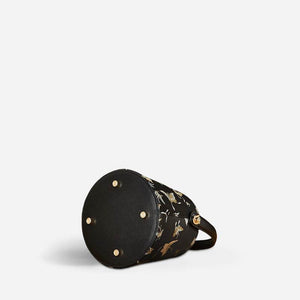 Brocade Black Bucket Bag Designer Butterfly Handbag - SinoCultural -- JD170618-1