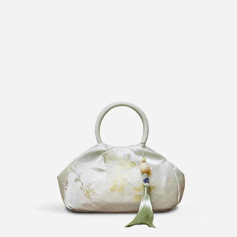 Brocade Chinese Style Bag Floral Green Handbag - SinoCultural -- P27061604-4