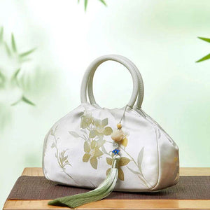 Brocade Chinese Style Bag Floral Green Handbag - SinoCultural -- P27061604-4