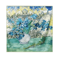 Mulberry Silk 14 Momme Square Scarf Iris Floral 108x108 cm - SinoCultural -- CXFJ016
