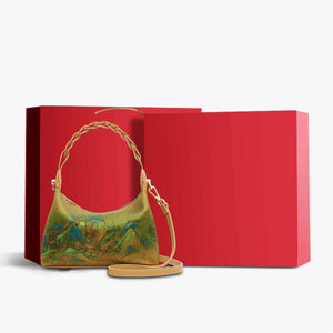 Chinese Painting Xiangyunsha Silk Shoulder Bag Designer Handbag - SinoCultural -- P170083