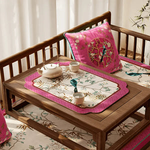 Chinoiserie Retro Pink Floral Bird Kitchen Drain Mat - SinoCultural -- TM065A3040