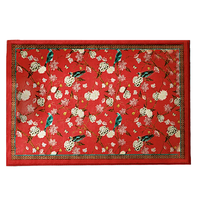 Chinoiserie Royal Red Magpie & Hydrangea Sofa Slipcover - SinoCultural -- S0C002A9090