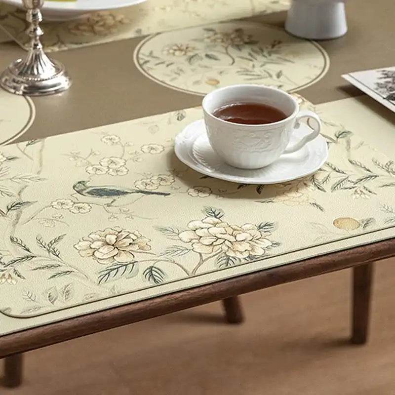 2-Piece Chinoiserie Country-style Leather Washable Placemats - SinoCultural -- TM029A30