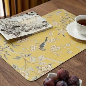 2-Piece Chinoiserie Country-style Leather Washable Placemats - SinoCultural -- TM029A30