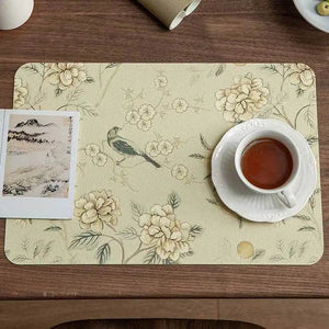 2-Piece Chinoiserie Country-style Leather Washable Placemats - SinoCultural -- TM029A30