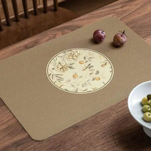 2-Piece Chinoiserie Country-style Leather Washable Placemats - SinoCultural -- TM029A30