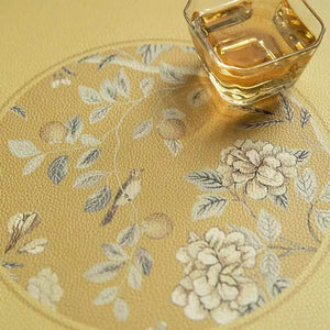 2-Piece Chinoiserie Country-style Leather Washable Placemats - SinoCultural -- TM029A30
