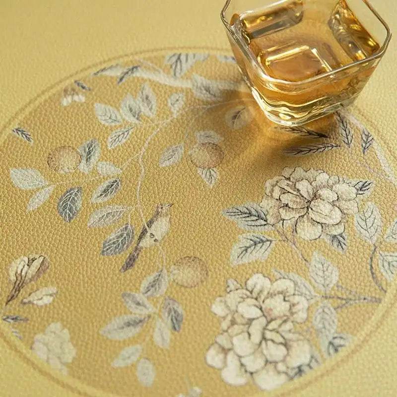 2-Piece Chinoiserie Country-style Leather Washable Placemats - SinoCultural -- TM029A30