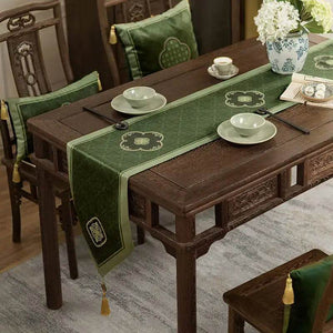 Chinoiserie Dark Green Elegance Table Runner - SinoCultural -- TR023GN160