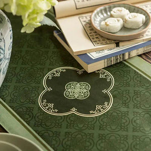 Chinoiserie Dark Green Elegance Table Runner - SinoCultural -- TR023GN160