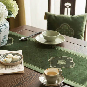 Chinoiserie Dark Green Elegance Table Runner - SinoCultural -- TR023GN160