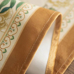 Chinoiserie Luxury Plush Rectangular Beige Floral Tablecloth - SinoCultural -- TC021W85