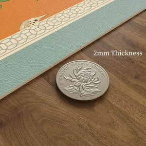Custom Size Chinoiserie Mountain Hydrangea Wash-Free Leather Table Mat - SinoCultural -- TM002A240100