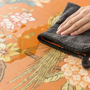2-Piece Chinoiserie Mountain Hydrangea Leather Washable Placemat - SinoCultural -- TM015A3045