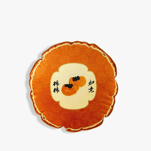 Chinoiserie Orange Throw Pillow Cushion Persimmons Blessings - SinoCultural -- SJZBZ034A01