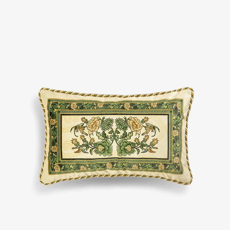Chinoiserie Original Flowers and Birds Green Throw Pillow - SinoCultural -- SJZBZ046A01