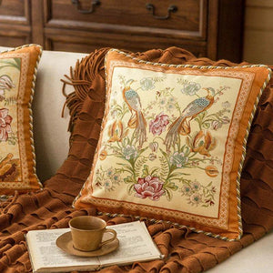 Chinoiserie Original Flowers and Birds Throw Pillow - SinoCultural -- SJZBZ059A01