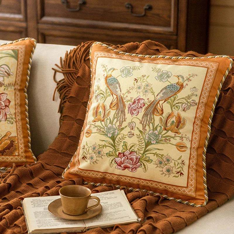 Chinoiserie Original Flowers and Birds Throw Pillow - SinoCultural -- SJZBZ059A01