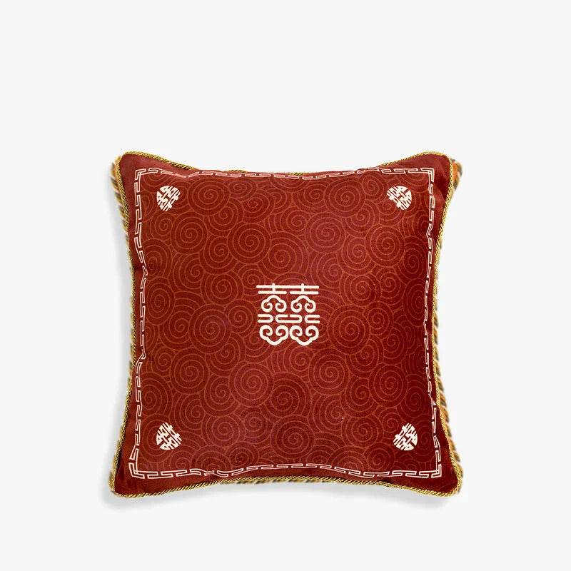 Chinoiserie Original Joyful Red Wedding Celebration Pillow - SinoCultural -- SJZBZ057A01