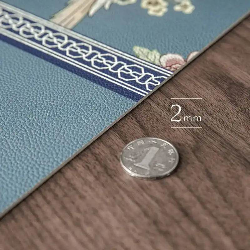 2-Piece Chinoiserie Placemat Waterproof Heat Resistant Blue Table Mat - SinoCultural -- TM025A30