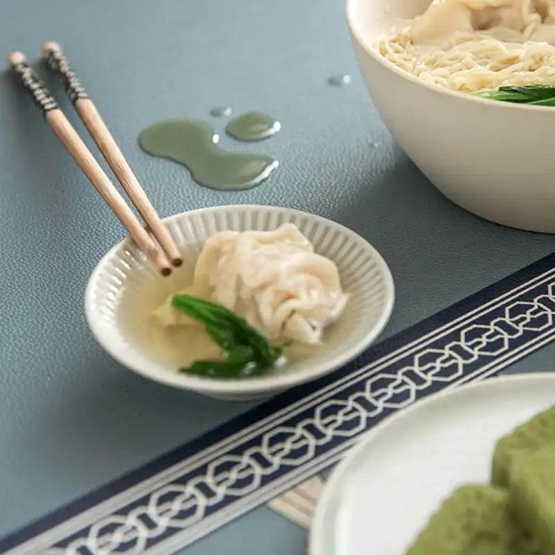 2-Piece Chinoiserie Placemat Waterproof Heat Resistant Blue Table Mat - SinoCultural -- TM025A30