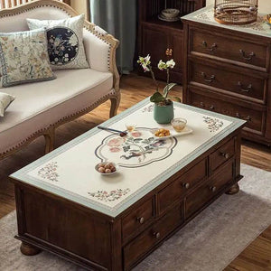 Chinoiserie Spring Blossom Leather Rectangular Tablecloth - SinoCultural -- TM030A4060