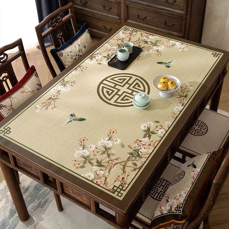 Chinoiserie Springtime Floral and Bird Classical Table Mat - SinoCultural -- TM019A6060