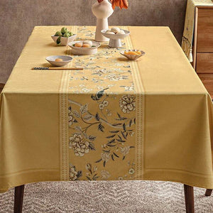 Chinoiserie Traditional Golden Autumn Yellow Tablecloth - SinoCultural -- TC002Y85