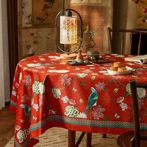 Chinoiserie Traditional Red Luxury Wedding Tablecloth - SinoCultural -- TC001R85