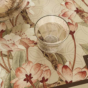 Chinoiserie Spring Floral Round Leather Table Mat Oil-Resistant & Easy to Clean - SinoCultural -- TM023A60