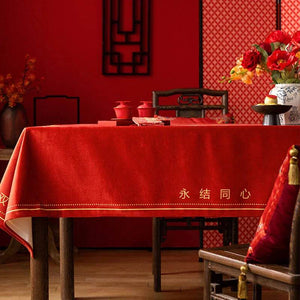 Chinoiserie Wedding Celebration Chinese Pattern 囍(xǐ) Red Tablecloth - SinoCultural -- TC018R85