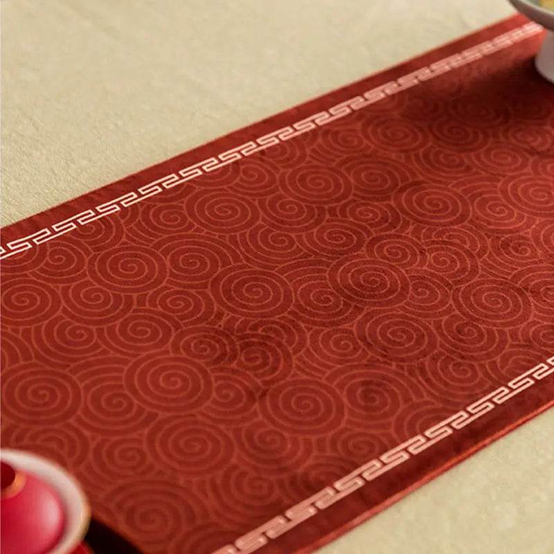 Chinoiserie Wedding Celebration Prosperity Red Table Runner - SinoCultural -- TR012R160