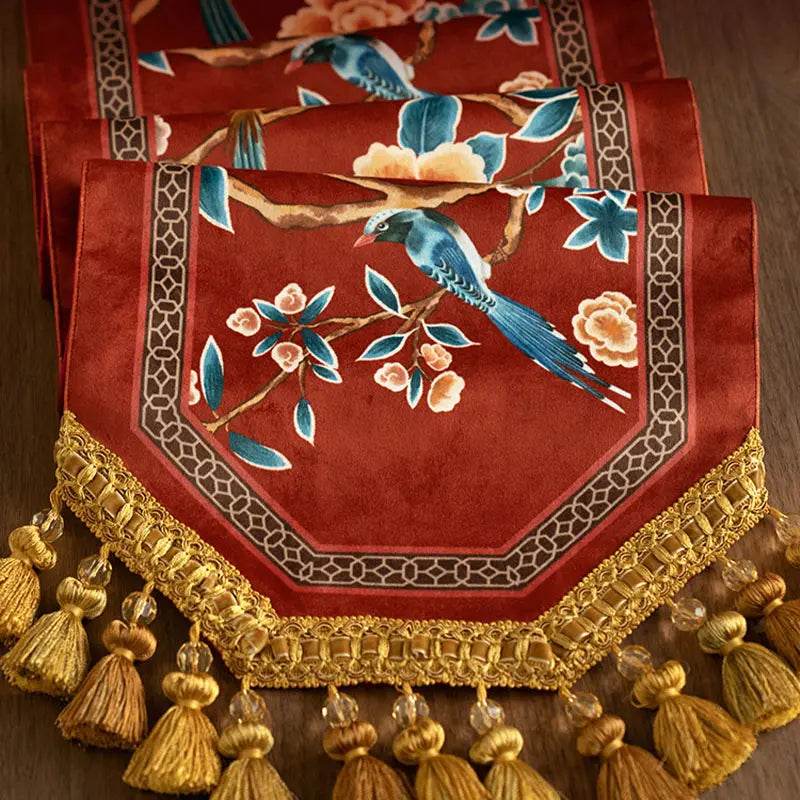 Chinoiserie Wedding Celebration Prosperity Table Runner - SinoCultural -- TR015R160