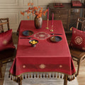Chinoiserie Wedding Celebration Red Rectangular Chinese Pattern Tablecloth - SinoCultural -- TC019R85