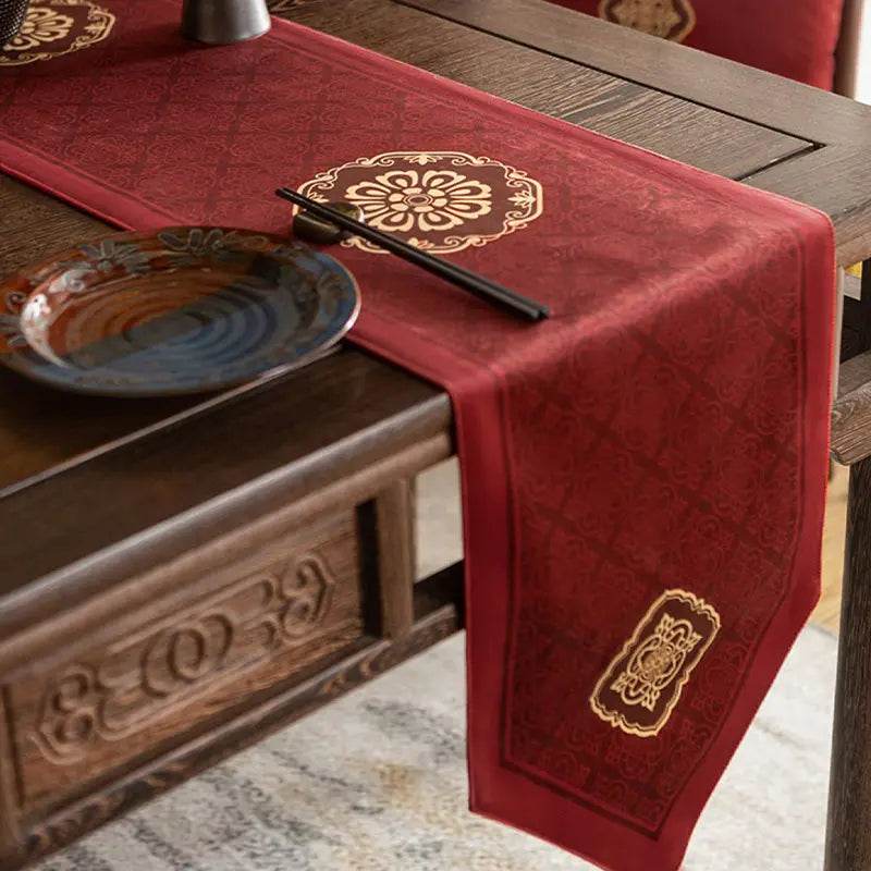 Chinoiserie Wedding Celebration Red Table Runner - SinoCultural -- TR021R160