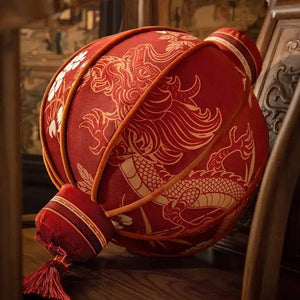 Chinoiserie Wedding Long Throw Pillow Joyful Red Celebration - SinoCultural -- SJZBZ017RD01