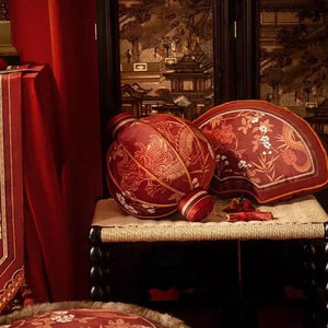 Chinoiserie Wedding Long Throw Pillow Joyful Red Celebration - SinoCultural -- SJZBZ017RD01