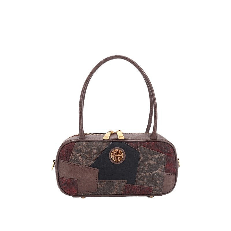 Xiangyun Silk Bag New Chinese Style Genuine Leather  Handbag