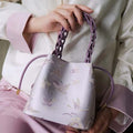 Zhi Brocade Bag New Chinese Style Genuine Leather Bucket Bag