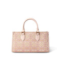 Song Brocade Leather Handbag – Pink & Gold DingSheng Motif