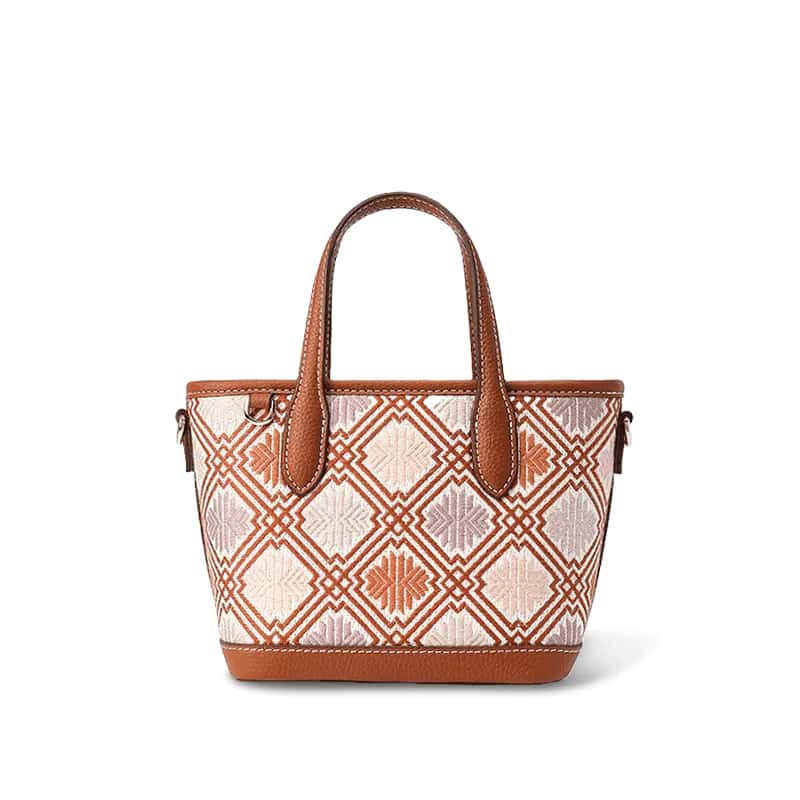 Luxury Zhuang Brocade Leather Crossbody Bag