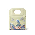 Chinoiserie Mountains Painting Hand Embroidered Leather Handle Bag
