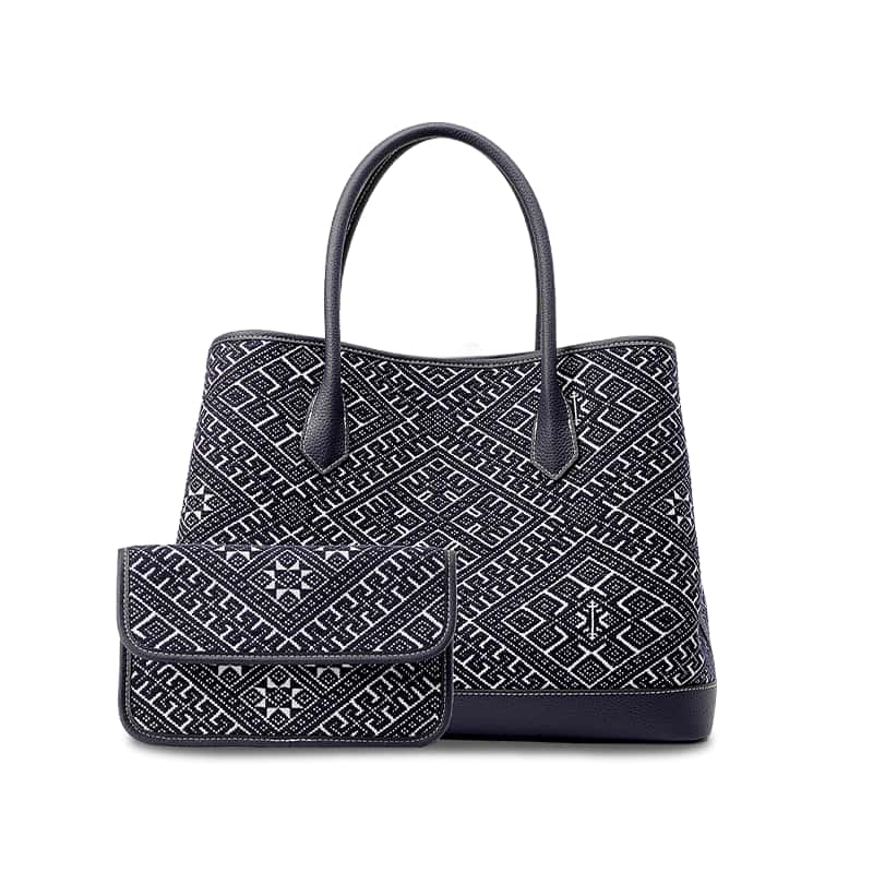 Zhuang Brocade Embroidered Leather Shoulder Bag  Flying Swallow Motif