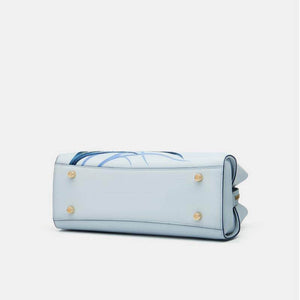 Embroidery Leather Crossbody Tote Bag Blue Orchid Handbag - SinoCultural -- P120609
