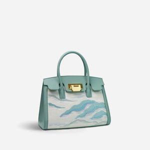 Embroidery Leather Elegant Birkin Handbag Cloud Mountain - SinoCultural -- P120659-1